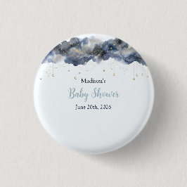 Bóton Redondo 2.54cm Chuva Celestial em Aquarela Baby Shower