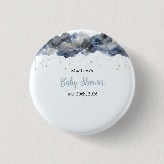 Bóton Redondo 2.54cm Chuva Celestial em Aquarela Baby Shower