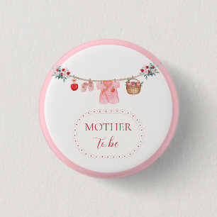 Bóton Redondo 2.54cm Chuveiro de Bebê Mãe Rosa para Ser Apple
