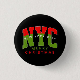 Bóton Redondo 2.54cm Cidade de Nova York Nova York Feliz Natal Presente