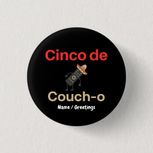 Bóton Redondo 2.54cm Cinco de Couch-o Controle Remoto Sombrero Engraçad