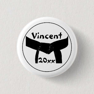 Bóton Redondo 2.54cm Cinturão Negro Básico de Artes Marciais