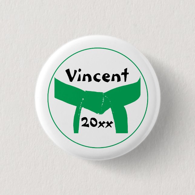 Bóton Redondo 2.54cm Cinturão Verde de Artes Marciais (Frente)