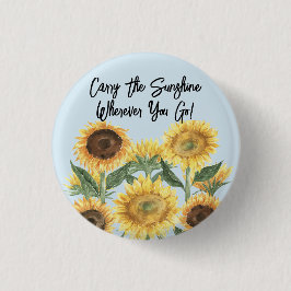 Bóton Redondo 2.54cm Citação Personalizada Floral Flor de Girassol