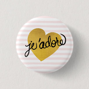 Bóton Redondo 2.54cm Citações coração preto & Dourado de   de J'ado