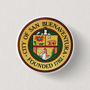 Bóton Redondo 2.54cm City Seal de Ventura, Califórnia