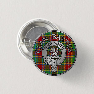 Bóton Redondo 2.54cm Clan Baxter Crest & Tartan