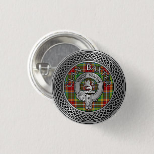 Bóton Redondo 2.54cm Clan Baxter Crest & Tartan Knot