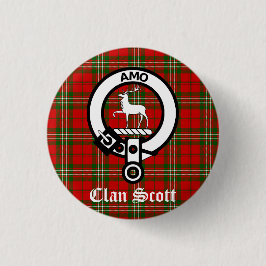 Bóton Redondo 2.54cm Clan Scott Crest Crachá e Tartan
