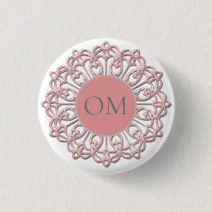 Bóton Redondo 2.54cm Clássico Blush Pink Mandala OM