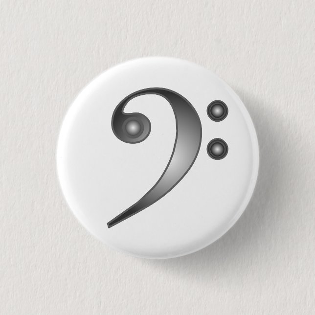 Bóton Redondo 2.54cm Clef baixo metálico (Frente)