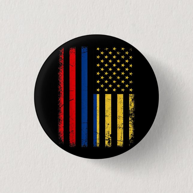 Bóton Redondo 2.54cm Colombiana - Bandeira Americana Colombiana Roots C (Frente)