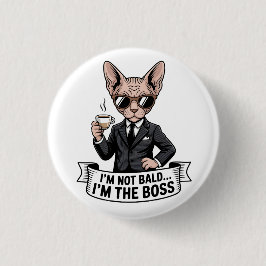 Bóton Redondo 2.54cm Cool Boss Sphynx Cat Coffee Art