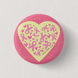 Bóton Redondo 2.54cm Coração do apoio ao cancer de mama