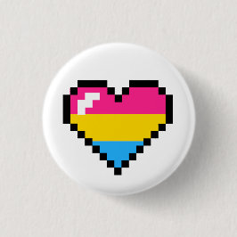 Bóton Redondo 2.54cm Coração retro de 8 bits Pansexual do orgulho