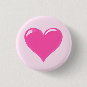 Bóton Redondo 2.54cm Coração Rosa - Amor
