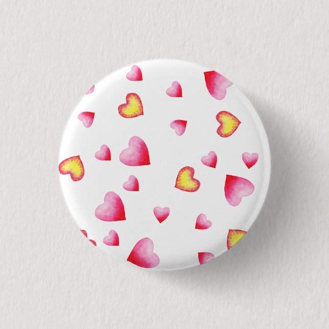 Bóton Redondo 2.54cm Coração Vermelho Cinto Romântico (Frente)