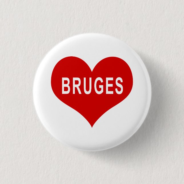 Bóton Redondo 2.54cm Coração Vermelho de BRUGES (Frente)