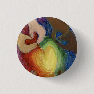 Bóton Redondo 2.54cm Corações e Mãos Diversidade Corações de Dl Pin ou