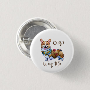 Bóton Redondo 2.54cm Corgi de laranja-branca para um humor positivo