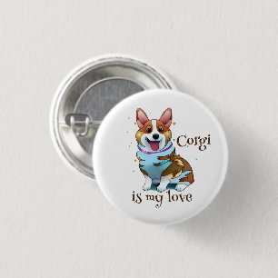 Bóton Redondo 2.54cm Corgi de laranja-branca para um humor positivo