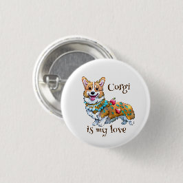 Bóton Redondo 2.54cm Corgi de laranja-branca para um humor positivo