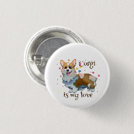 Bóton Redondo 2.54cm Corgi de laranja-branca para um humor positivo