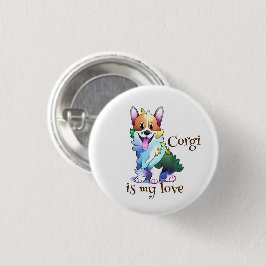 Bóton Redondo 2.54cm Corgi de laranja-branca para um humor positivo