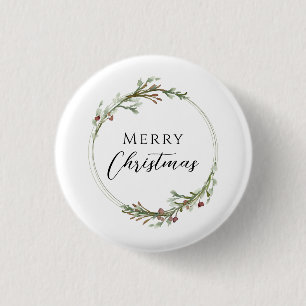Bóton Redondo 2.54cm Coroa Minimalista de Natal Branco