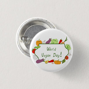 Bóton Redondo 2.54cm Corte Minimalista do Dia Mundial da Vegetariana