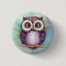 Coruja fofa pintada à aquarela