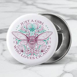 Bóton Redondo 2.54cm Cotação de Arte de Linha Botânica Elegante Cicada