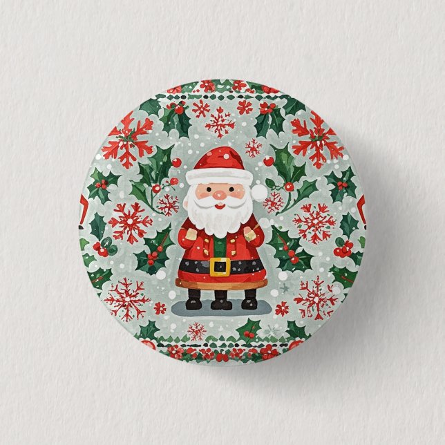 Bóton Redondo 2.54cm Crachá de Botão de Natal (Frente)