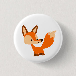 Bóton Redondo 2.54cm Crachá de Botão Fox de Cartoon Bonito