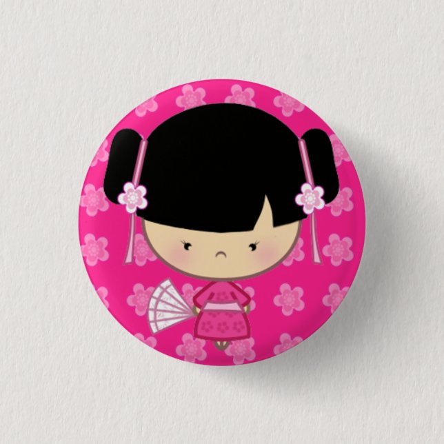 Bóton Redondo 2.54cm Crachá do quimono de Kawaii (Frente)