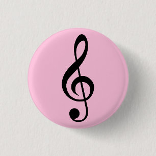 Bóton Redondo 2.54cm Crachá Pink Music Clef