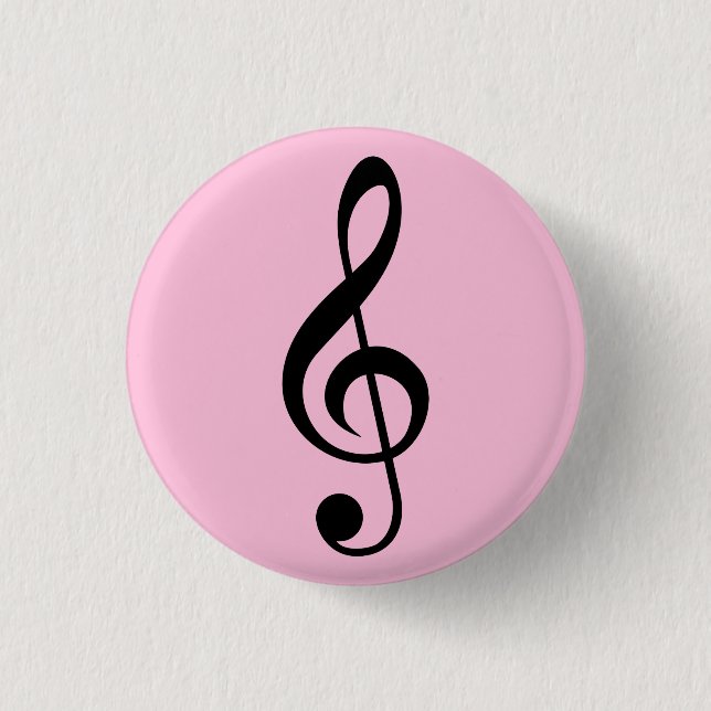 Bóton Redondo 2.54cm Crachá Pink Music Clef (Frente)