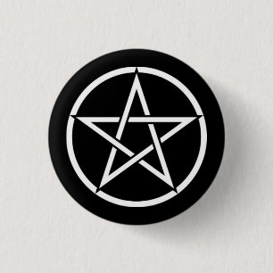 Bóton Redondo 2.54cm Crachá preto e branco do botão do Pentagram do