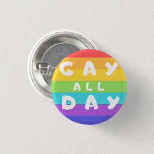 Bóton Redondo 2.54cm Crachá redondo 'Gay All Day' do Rainbow LGBT+ Pri
