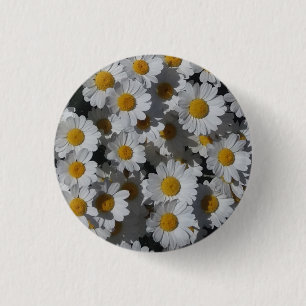 Bóton Redondo 2.54cm Crachá White Daisies