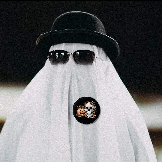 Bóton Redondo 2.54cm Crânio gótico e abóbora (Criador carregado)