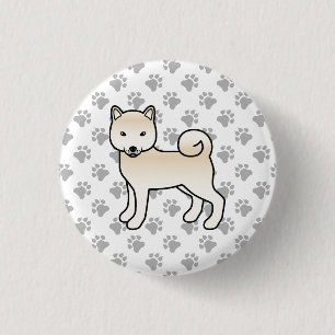 Bóton Redondo 2.54cm Cream Shiba Inu - Cão e patas