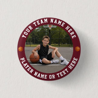 Bóton Redondo 2.54cm Create Your Own Sports Basketball Team Photo