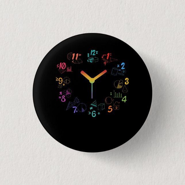 Bóton Redondo 2.54cm Creative Clock Math Ama este relógio matemático (Frente)