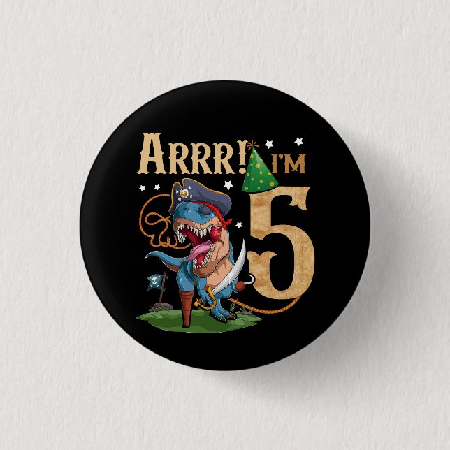 Bóton Redondo 2.54cm Crianças 5 de aniversário Camisa Garoto De 5 Anos  (Frente)