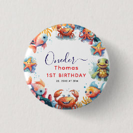 Bóton Redondo 2.54cm Crianças Cachorros Aquarela Debaixo do primeiro an