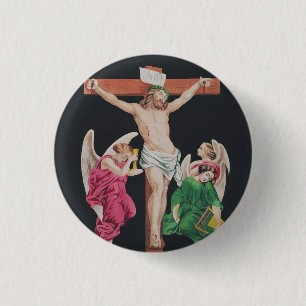 Bóton Redondo 2.54cm Crucificação medieval do Cristo de Jesus