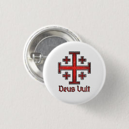 Bóton Redondo 2.54cm Cruz Deus Vult Cavaleiro Templário de Jerusalém