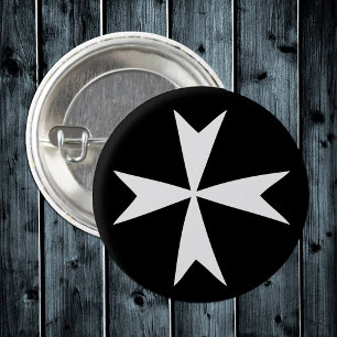 Bóton Redondo 2.54cm Cruz Maltesa Branca, Ruas. John, símbolo da bandei