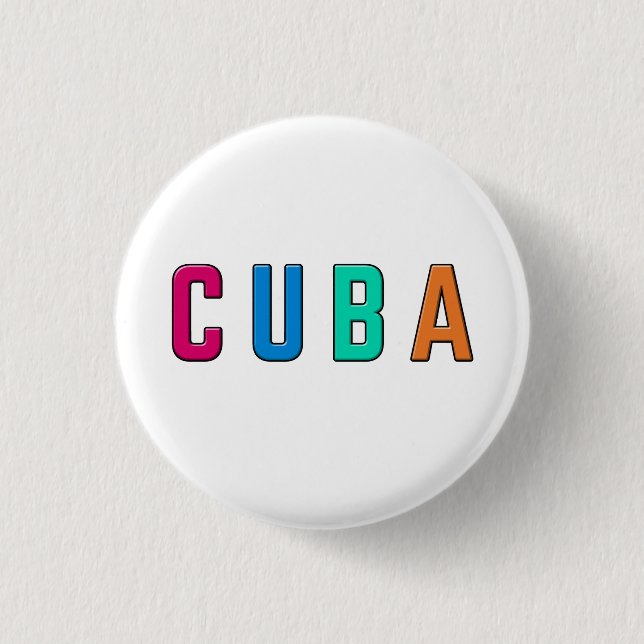 Bóton Redondo 2.54cm Cuba, eu amo Cuba (Frente)